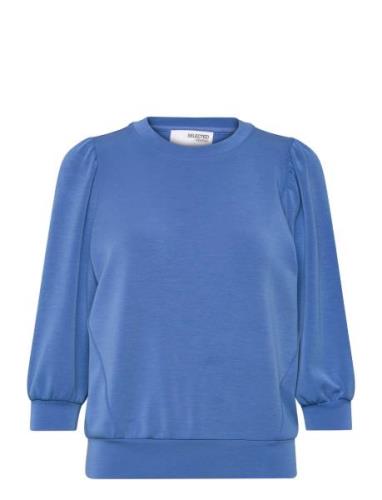 Slftenny 3/4 Sweat Top Noos Blue Selected Femme