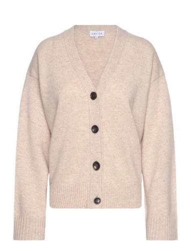 V-Neck Wide Cardigan Beige Davida Cashmere