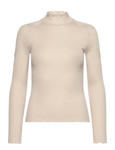 Beatha Silk T-Shirt W/ Lace Cream Rosemunde