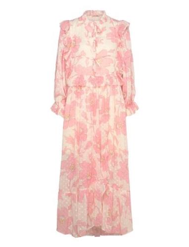 Maxi Chiffon Printed Dress Pink Stella Nova