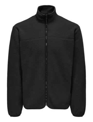 Onsemilio Reg Fullzip Highneck Swt Vd Black ONLY & SONS