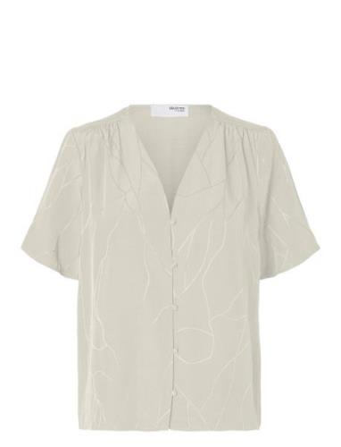 Slfdimitra Ss Jacquard Top B Cream Selected Femme