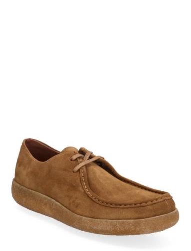 Biaasher Moc Toe Lace Up Shoe Suede Brown Bianco