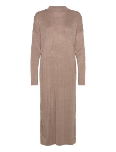 Onltess Ls Highneck Midi Dress Knt Beige ONLY