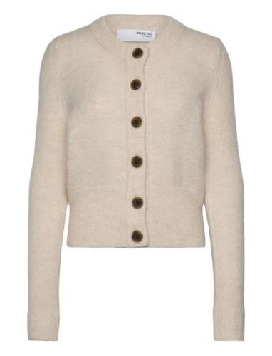 Slfsia Ras Ls Knit Cardigan Noos Cream Selected Femme