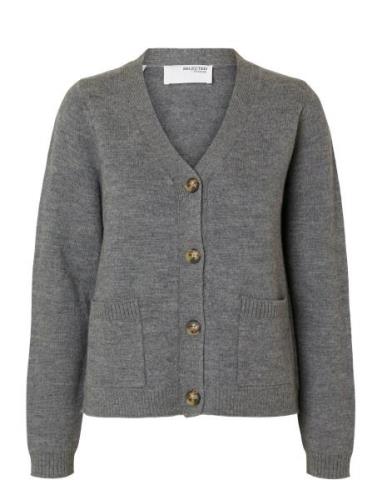 Slfana Ls Knit Cardigan Noos Grey Selected Femme