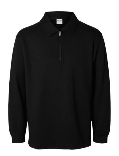 Slhrelax-Emanuel Soft Polo Zip Sweat Ex Black Selected Homme