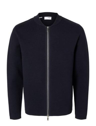 Slhmike Ls Knit Baseball Zip Cardigan Navy Selected Homme