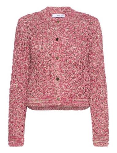 Lurex Openwork Cardigan Pink Mango