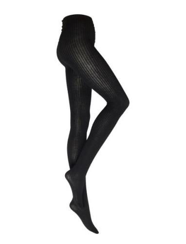 Tights Wool Wide Rib Black Lindex