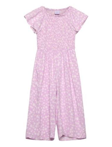 Jumpsuit With Smock And Aop Pink Lindex