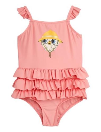 Owl Sp Frill Swimsuit Pink Mini Rodini