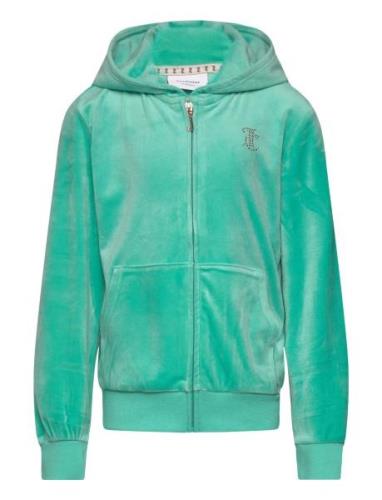 Diamante Zip Through Hoodie Green Juicy Couture