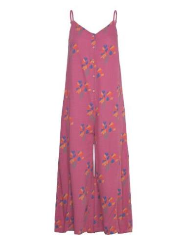 Fireworks Print Butt D Sleeveless Overall Pink Bobo Choses