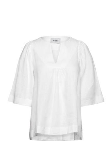 Ellie Linen Top White Ella&il