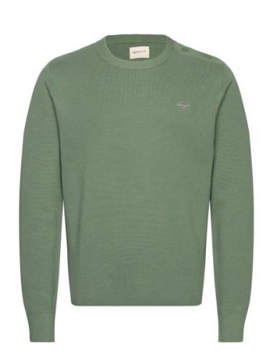 Milano Knit Cotton Butt D C-Neck Green GANT