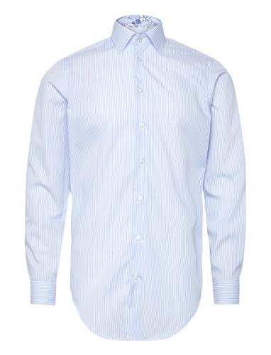 Striped Poplin W. Paisley Contrast Blue Bosweel Shirts Est. 1937