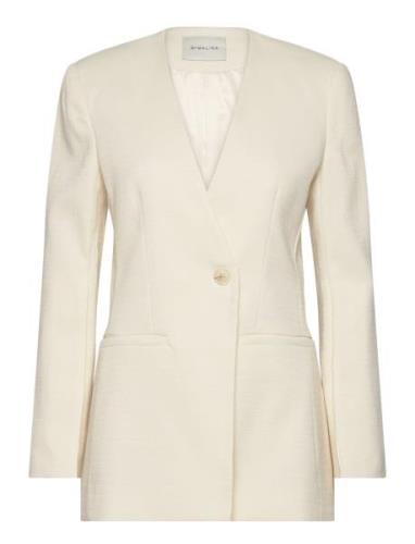 Anisa Collarless Fitted Blazer Cream Malina