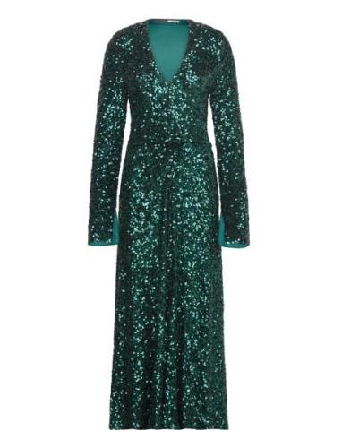 Sequins Midi Slit Dress Green ROTATE Birger Christensen