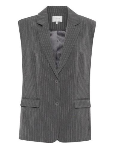 Joellegz Mel. Pinstripe Waistcoat Grey Gestuz