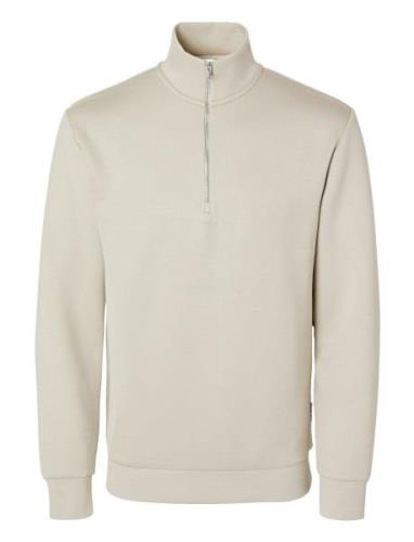 Slhemanuel Soft Zip High Neck Sweat Noos Cream Selected Homme