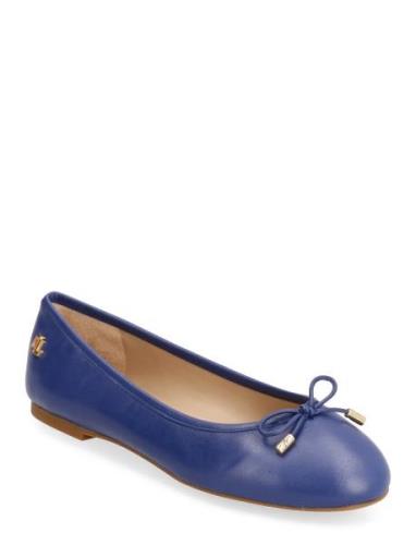 Jayna Nappa Leather Flat Blue Lauren Ralph Lauren