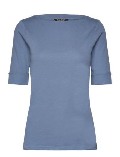 Cotton Boatneck Top Blue Lauren Ralph Lauren