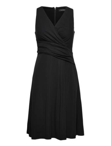 Surplice Jersey Sleeveless Dress Black Lauren Ralph Lauren