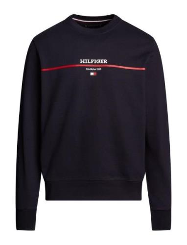 Hilfiger Stripe Terry Sweatshirt Navy Tommy Hilfiger