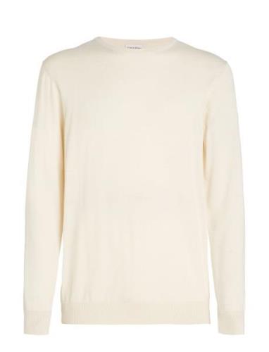 Cotton Silk Blend Cn Sweater Cream Calvin Klein