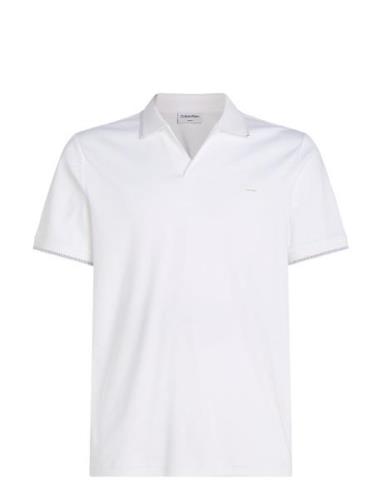 Smooth Cotton Open Placket Polo White Calvin Klein