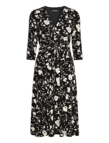 Floral Surplice Jersey Dress Black Lauren Ralph Lauren