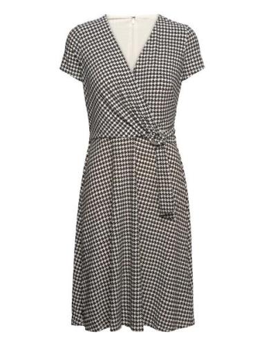 Houndstooth Jersey Surplice Dress Black Lauren Ralph Lauren