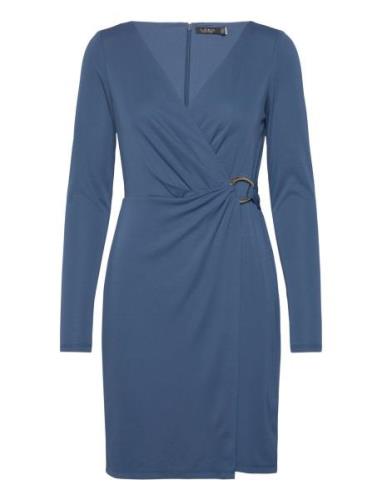 Ring-Trim Stretch Jersey Cocktail Dress Blue Lauren Ralph Lauren