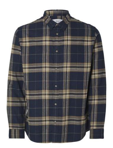 Slhslimowen-Flannel Shirt Ls Noos Navy Selected Homme