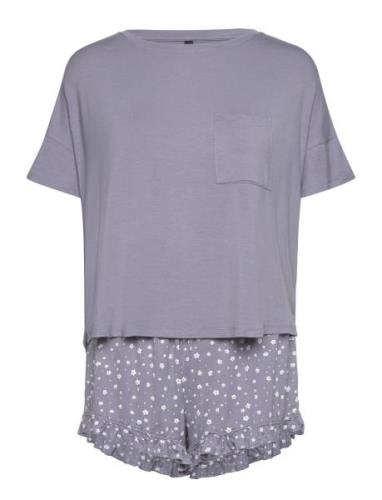 Pj Short Loosefit Flowers Grey Hunkemöller