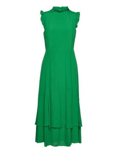 Midi Length Ruffle Dress Green IVY OAK