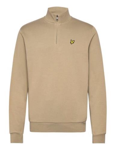 Loopback Quarter Zip Sweat Beige Lyle & Scott