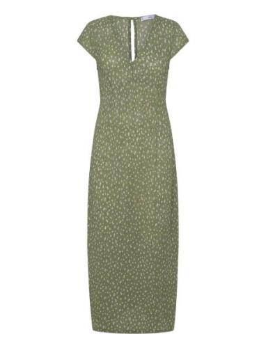 Textured Printed Dress Green Mango