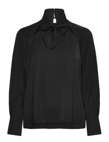 Carmen Crepe Tie Blouse Black French Connection