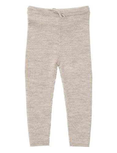 Merino Classic Rib Leggings W. Drawstrings Beige Copenhagen Colors