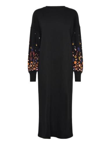 Olmbrooke L/S Long Flower Dress Jrs Black Only Maternity