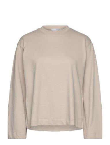 Slfelisa Ls Boxy Tee D2 Beige Selected Femme