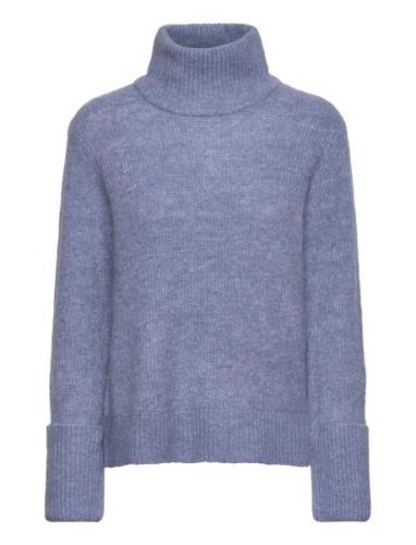 Slfsia Ras Ls Knit High Neck Blue Selected Femme