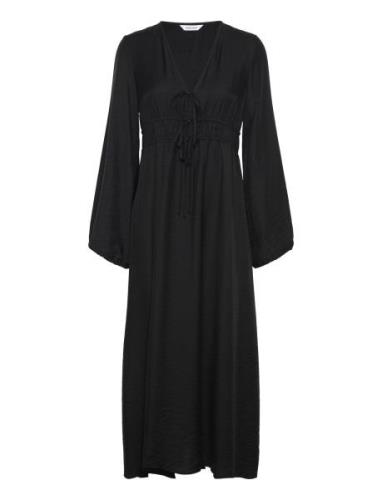 Norah V-Neck Strap L/S Dress Black Bubbleroom