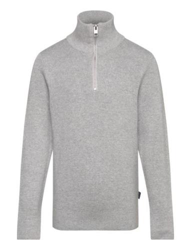 Jprblamilano Stitch Knit Half Zip Jnr Grey Jack & J S