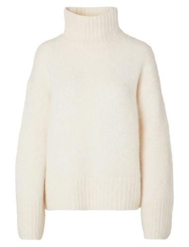 Slfgabella Ls Knit High-Neck Noos Cream Selected Femme