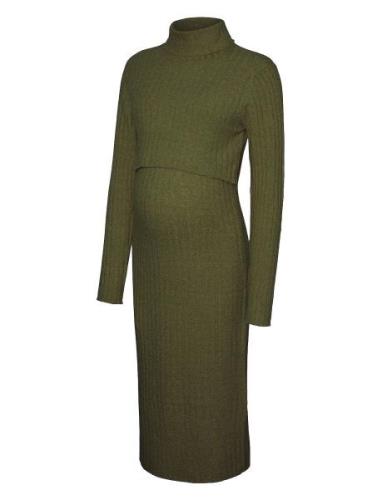 Mlsuniva June L/S Knit Midi Dress 2F Khaki Mamalicious