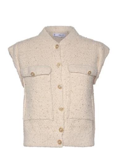 Sequin Knitted Vest Beige Mango