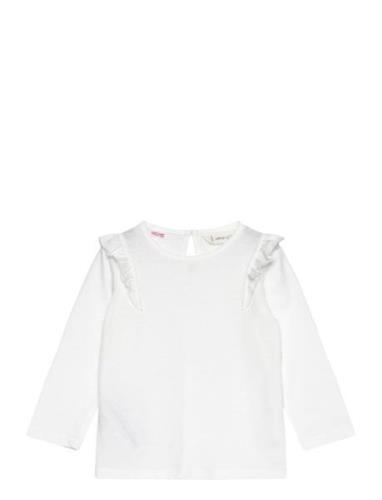 Long -Sleeved T-Shirt With Ruffles White Mango